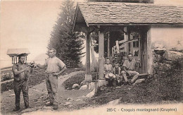 Croquis Montagnard Gruyère Animée Oiseau Fromage Paysans De Montagne Armaillis Morel 285 C 1921Gruyère - Gruyères