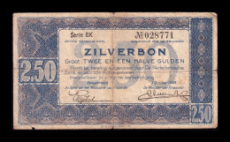 Holanda Netherlands 2,50 Gulden 1938 Pick 62 Serie BK Bc F - 2 1/2 Florín Holandés (gulden)