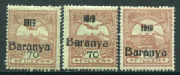 BARANYA Serb Occ. 1919 Turul 70f Three Types Of Date LHM / *.  Michel 14, SG4, 4b + 1 - Baranya