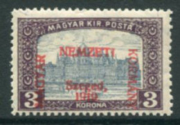 HUNGARY (SZEGED) 1919 Parliament 3 Kr.  MNH / **.  Michel 18 - Szeged