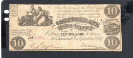 USA - Billet  10 Dollar États Confédérés 1861 TB/F P.027 - Confederate Currency (1861-1864)