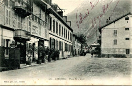 14734 - St MICHEL DE MAURIENNE  -  PLACE DE LA GARE  HOTEL DE LA GARE ..CIRCULEE EN 1906 - Saint Michel De Maurienne