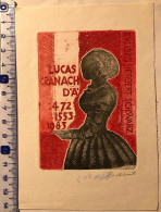 Ex-libris Henk Blokhuis, 1983. Femme Peinture Lucas Cranach. Exlibris Henk Blokhuis. Woman Painting Lucas Cranach - Bookplates