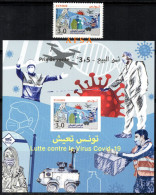 Tunisia 2020-The Fight Against The Covid-19 Virus (1 Value +Mini Sheet) //La Lutte Contre Le Covid 19 (1Valeur  +bloc) - Farmacia