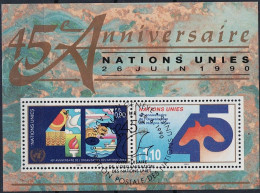 UNO Genf - 45 Jahre Vereinte Nationen (MiNr: 188/9 + Bl. 6) 1990 - Gest Used Obl - Gebraucht