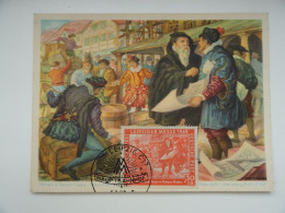 CARTE MAXIMUM CARD MAXIMUMKARTE LEIPZIGER MESSE 1949 ERSTE MESSE IM RATHAUS NEUBAU UND BRUDER SALITI VON PISE AUF DE DDR - Maximumkaarten