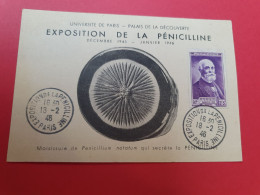 Oblitération Et Carte De L'Exposition De La Pénicilline  De Paris En 1946 Pour Lille - J 315 - 1921-1960: Periodo Moderno