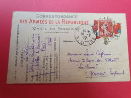Carte Fm De Paris Pour Le 5 Mats " La France " à Glasgow En 1917 - J 322 - 1. Weltkrieg 1914-1918
