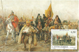 Carte Maximum - Yougoslavie - Tableau De Paja Jovanovic - La Marche Des Serbes - Cartoline Maximum