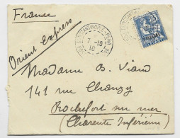 LEVANT 25C MOUCHON LETTRE COVER CONSTANTINOPLE GALATA 7.10.1910 POSTE FRANCse POUR MME VIAUD LOTI  FRANCE ORIENT EXPRES - Brieven En Documenten