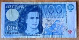 (!)  1994 ESTONIA , Estland  100 KROONI P79  EURO CUCKOO BIRD Circulated - Estonie