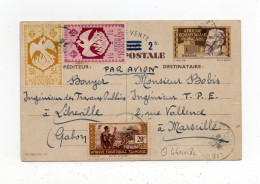 !!! AEF, ENTIER POSTAL PAR AVION DE LIBREVILLE POUR MARSEILLE DE 1945 - Cartas & Documentos