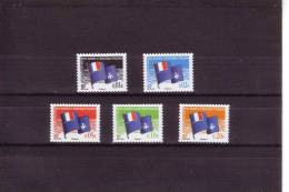 TAAF--Série Drapeaux--2° Tirage--Gomme Mate Sauf 1c  Gomme Brillante Mais Nuance Différente - Unused Stamps
