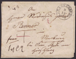 "Frankenberg", K2 Auf Mehrfach Tax. Brief Mit Inhalt, Ankunfts-K2 "Marburg", 1852 - Briefe U. Dokumente