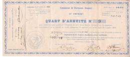 Commune De Furnaux Namur - 27° Emprunt - Quart D'annuité - émis En 1855 - Pas Courant ! - Banque & Assurance