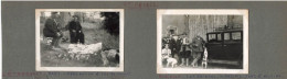 St Calais * Scène Et Retour De Chasse Au Village * Chasseurs Gibier Chiens * Noms Villageois !* 2 Photos 8.5x6.5cm 1952 - Saint Calais