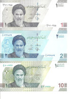 IRAN 1-2-10 TOMAN UNC ND2021 P New  ( 3 Billets ) - Iran
