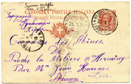ITALIE - EGEE - CARTE POSTALE 10C LEONI DE LEROS POUR LA FRANCE, 1919 - Aegean