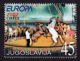 Yugoslavia 2002 Europa Circus Horses Animals Fauna, Stamp From Souvenir Sheet MNH - 2002