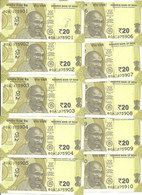 INDE 20 RUPEES 2019 UNC P 110 ( 10 Billets ) - Inde