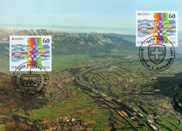 Suisse 1995: Swiss Official Maxicard Joint Issue Swiss-Liechtenstein On Combo-MC With ⊙ SEVELEN+VADUZ (Zumstein CHF 4.00 - Joint Issues