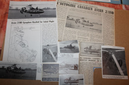 Lot De 57g D'anciennes Coupures De Presse Du Gyroplane Canadien Avian 2/180 - Aviation