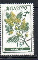 MONACO 1959 FLORA FLORE FLOWERS AND PLANTS FLEURS MIMOSA 15 On 1fr USED USATO OBLITERE' - Oblitérés