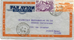 SAINT-PIERRE-ET-MIQUELON LETTRE PAR AVION DEPART ST PIERRE ET MIQUELON 2-2-1951 POUR LA FRANCE - Storia Postale