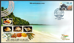 INDIA 2022 Marine Fish, Prawn, Food, Gastronomy ,Andaman, Port Blair, Special Cover (**) Inde Indien - Brieven En Documenten