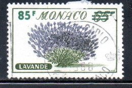 MONACO 1959 FLORA FLORE FLOWERS AND PLANTS FLEURS LAVENDER 85 On 65fr USED USATO OBLITERE' - Oblitérés