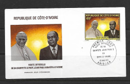 COTE D'IVOIRE 1980  FDC VISITE DU PAPE  YVERT N°538 - Papes