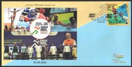 INDIA 2022 Khelo Games,Swimming,Boxing,Gymnastics,Mallakhamba, Hockey, Special Cover (**) Inde Indien - Cartas & Documentos