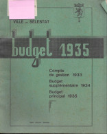 Archives Municipales, Ville De Sélestat (Bas-Rhin) Brochure Compte De Gestion 1933, Budget 1934-1935 - Ohne Zuordnung