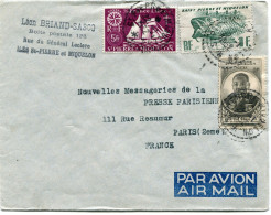 SAINT-PIERRE-ET-MIQUELON LETTRE PAR AVION DEPART ST PIERRE ET MIQUELON 22-1-1952 POUR LA FRANCE - Storia Postale