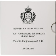 Saint Marin , 10 Euro, Aligi Sassu, Sculpteur(1912-2012), BE, 2012, Rome - San Marino
