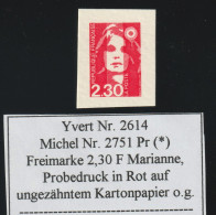 Frankreich Michel Nr. 2751 Pr (*) UNGEZÄHNT Probedruck Kartonpapier, Yvert No. 2614 ND EPREUVE ESSAY DU COULEUR - Other & Unclassified