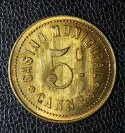 Jeton De Nécessité "5c Casino Municipal De Cannes" Token Casino - Casino