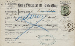 Luxembourg - Luxemburg  -  Mandat D'Encaissement    -  1885  Au Bureau De La Poste Limpersberg - Luxembourg