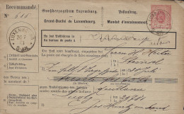 Luxembourg - Luxemburg  -  Mandat D'Encaissement   -  1881  Au Bureau De La Poste  Steinsel - Luxemburgo