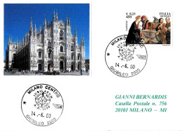 ITALIA ITALY - 2000 MILANO Giubileo 2000 Annullo Utilizzato Nel Chiosco Vicino Alla Cattedrale - 3895 - Christianisme