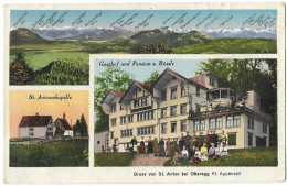 Gruss Von ST.ANTON: 3-Bild-AK Mit Gasthof Rössle, Kapelle Und Panorama Rheintal 1930 - St. Anton