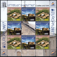 SALE!!! NAGORNO KARABAJ HAUTE KARABAKH BERGKARABACH 2017 EUROPA CEPT CASTLES Sheetlet Of 4+4 Stamps + 1 Vignette MNH ** - 2017