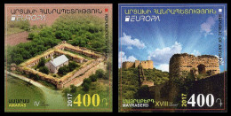 SALE!!! RARE!!! NAGORNO KARABAJ HAUTE KARABAKH BERGKARABACH 2017 EUROPA CEPT CASTLES 2 Stamps Set IMPERFORATED MNH ** - 2017