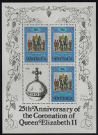 Antigua 1978 MNH Sc 510 50c State Coach, Horses Sheet Of 3, Orb Label Coronation 25th - 1960-1981 Ministerial Government