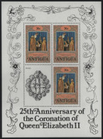 Antigua 1978 MNH Sc 509 30c Coronation Sheet Of 3, Ring Label Coronation 25th - 1960-1981 Autonomia Interna