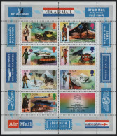 Antigua 1974 MNH Sc 340a Mail Transport UPU Centenary Sheet Of 7, Label - 1960-1981 Autonomía Interna