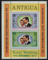 Antigua 1973 MNH Sc 324a Princess Anne, Mark Phillips Royal Visit Sheet Of 2 - 1960-1981 Autonomie Interne