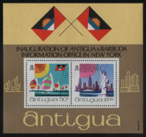 Antigua 1972 MNH Sc 303a Sailboats, Statue Of Liberty Sheet Of 2 - 1960-1981 Interne Autonomie