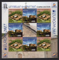 SALE! RARE! NAGORNO KARABAJ HAUTE KARABAKH BERGKARABACH 2017 EUROPA CEPT CASTLES Sheetlet Of 4+4 Stamps+1 Vign IMPERF ** - 2017