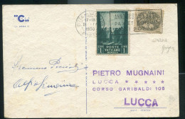 VATICANO 1950 SEGNATASSE CARTA GRIGIA E OPERE DI CARITA' SU CARTOLINA VIAGGIATA - Brieven En Documenten